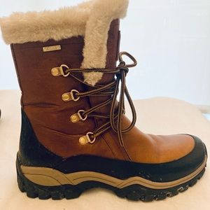 Rockport Waterproof Winter Boots Women Size 8.5 Brown Camel Fur lined